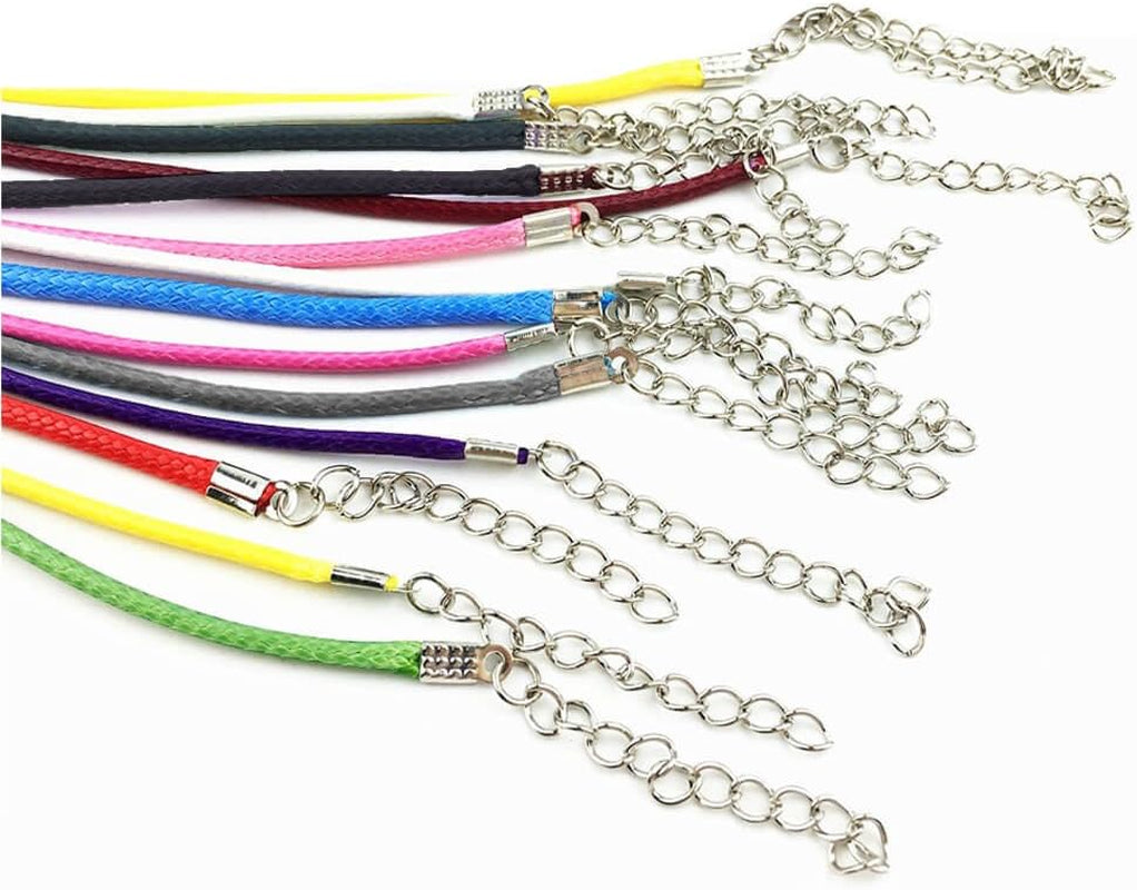 150PCS 1.5Mm Waxed Cotton Necklace Cord Bulk with Clasp for DIY Jewelry Making, Mix Color (18”)
