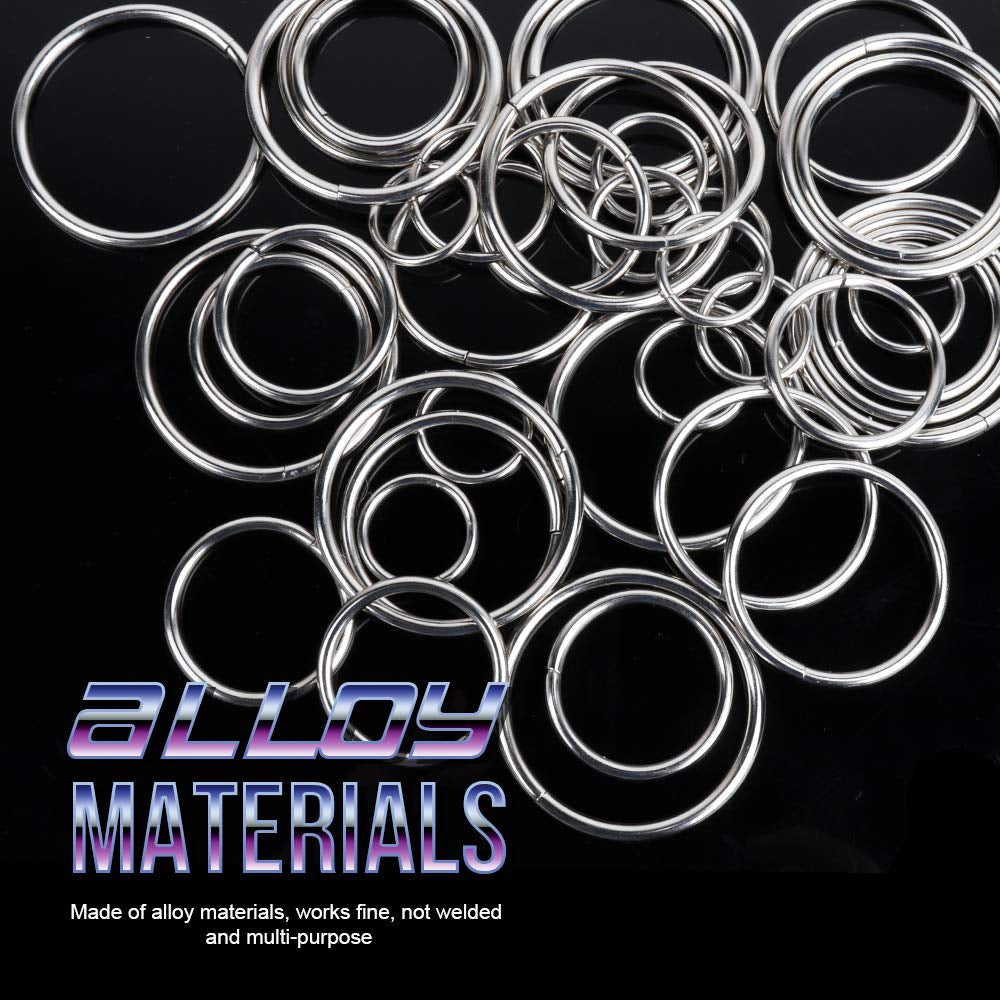 Metal O Ring，50 Pcs Silver Multi Purpose Metal O Ring for Macrame, Camping, Dog Leashes, Hardware, Bags and More Craft Project - 16Mm, 21Mm, 25Mm, 32Mm, 38Mm