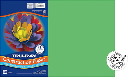 Pacon 103038  Construction Paper, 76 Lbs., 12 X 18, Festive Green, 50 Sheets/Pack