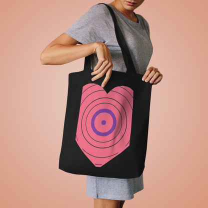 Vinyl Record Heart | Cotton Tote Bag for Music Lovers | Valentine & Galentine Gift for Her, Them, Friends | Y2K Aesthetic
