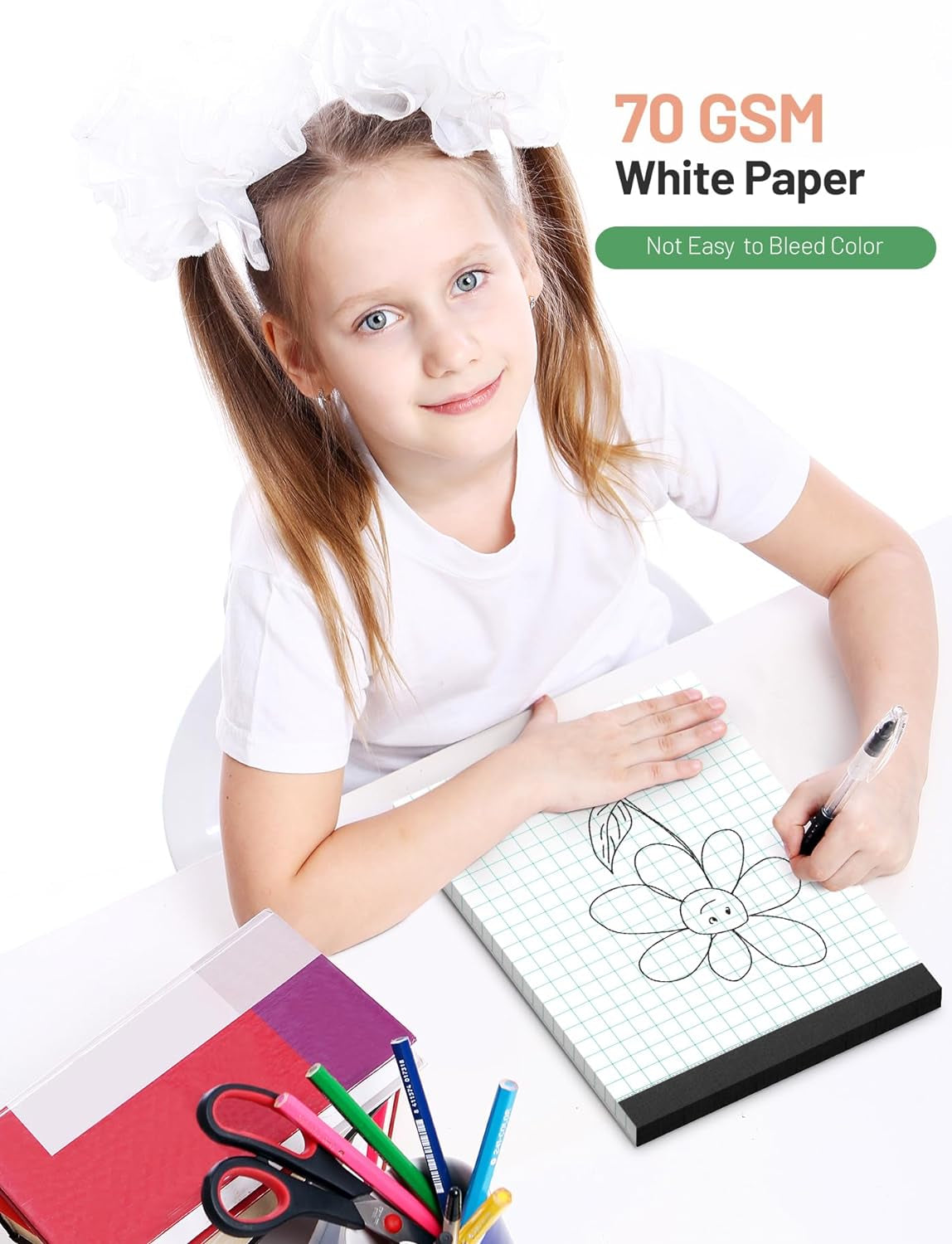 Graph Paper 8.5 X 11 White Grid Paper Pads 3 Pack Graph Pads 8 1/2 X 11 Graft Paper Letter Size 5X5 Grid Paper with Blue Quad Rule 11 X 8.5 Math Graph Paper Pads for School Square Paper, 50 Sheets/Pad