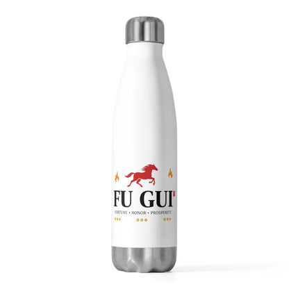 Fu Gui Woodblock Greeting | 20oz Insulated Stainless Steel Tumbler Bottle | Lunar New Year Family & Teacher Gift | Red Gold Festive