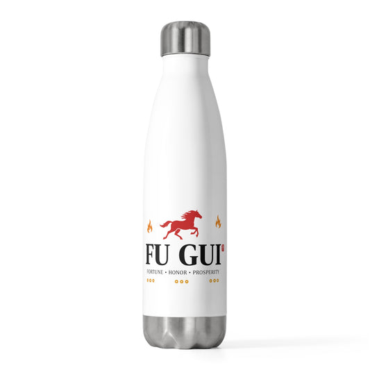 Fu Gui Woodblock Greeting | 20oz Insulated Stainless Steel Tumbler Bottle | Lunar New Year Family & Teacher Gift | Red Gold Festive