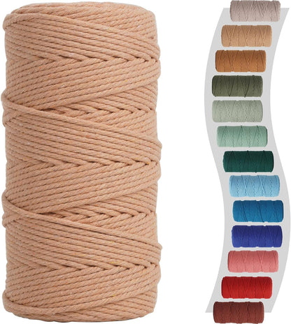 Sage Macrame Cord 3Mm X 220Yards, Colored Cotton Cord, Macrame Rope Macrame Yarn, Colorful Cotton Craft Cord for Macrame Plant Hangers, Macrame Wall Hanging, DIY Crafts