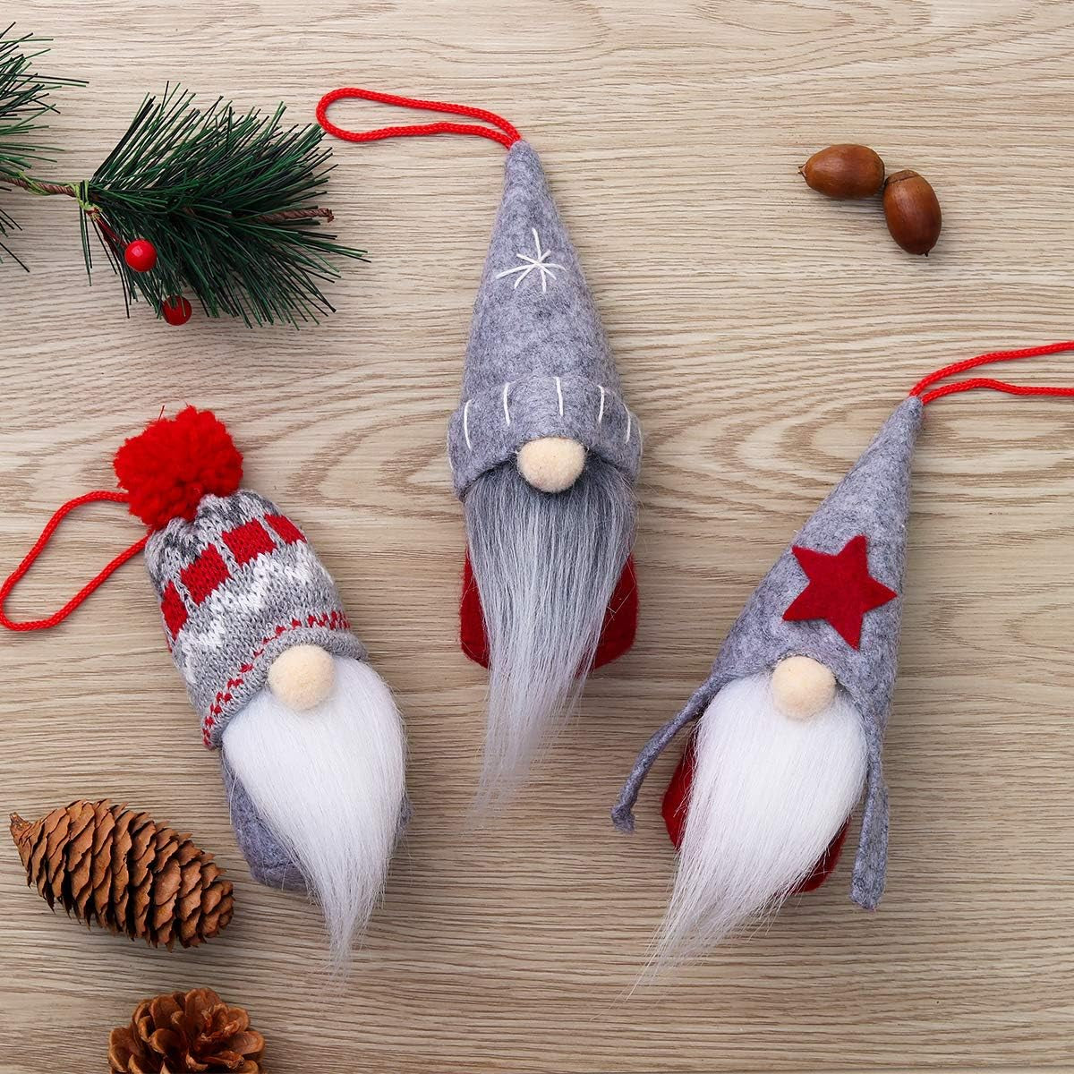 Gnome Christmas Ornaments Set of 6, Handmade Swedish Tomte Gnomes Decorative Ornaments Plush Christmas Decorations Tree Hanging Scandinavian Santa Elf Home Table Decor 2024