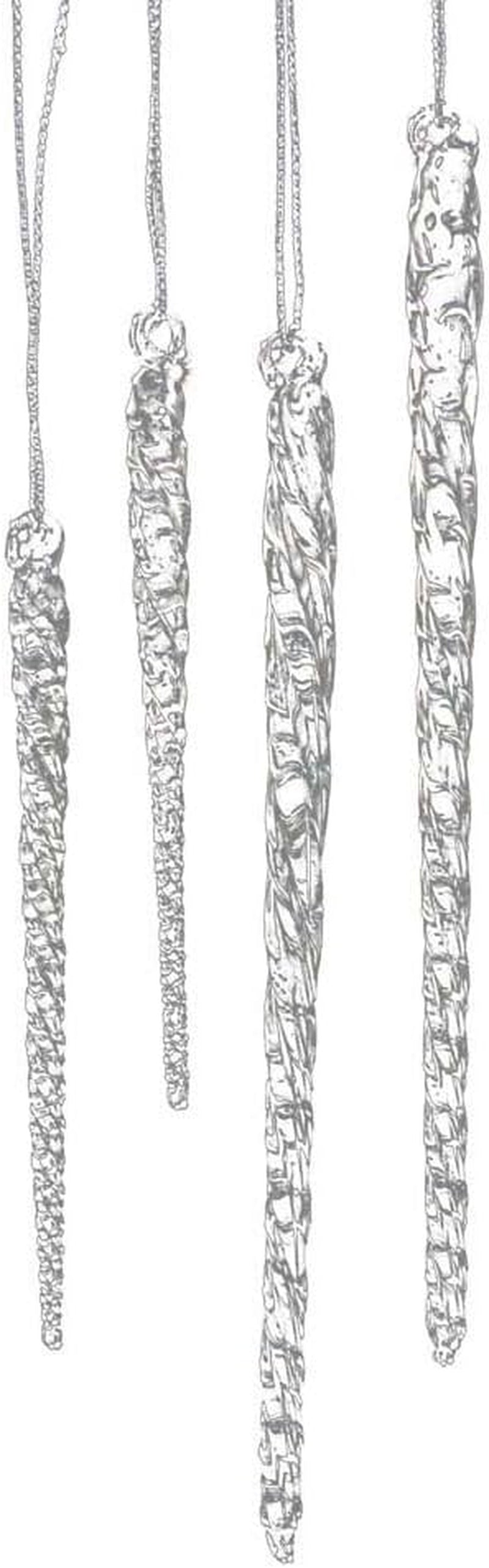 Kurt Adler 3-1/2-Inch-5-1/2-Inch Clear Glass Icicle Ornament Set of 24 Pieces (1)