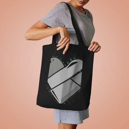 Chrome 3D Heart | Cotton Tote Bag for Everyday Carry | Valentine & Galentine Gift for Lover/Friend | Y2K Aesthetic