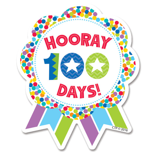 Hooray 100 Days! Ribbon Reward Self-Adhesive Badges, Pack of 36