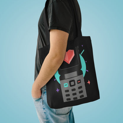 Y2K Flip Phone Heart Screen | Cotton Tote Bag for Everyday Carry | Valentine & Galentine Gift | Aesthetic Pink Tech
