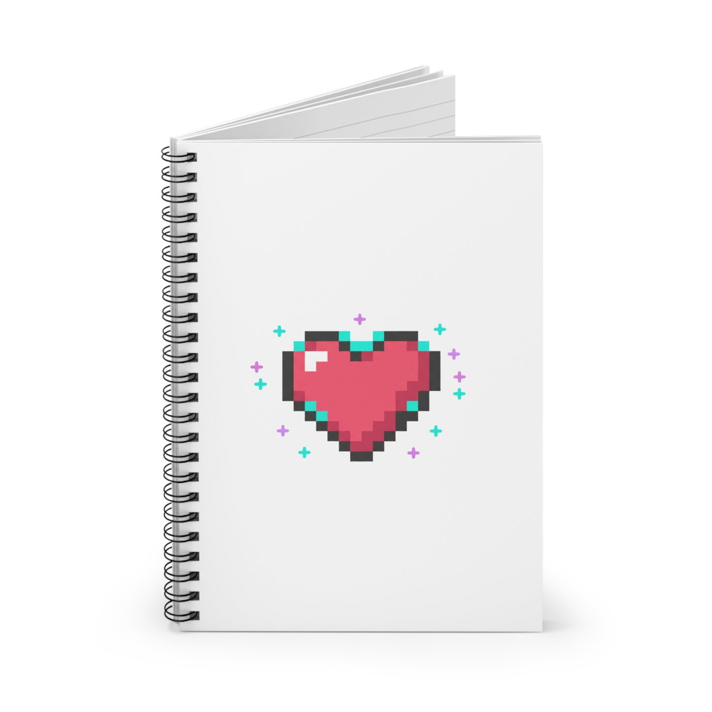 Retro Pixel Heart | Spiral Journal Notebook for Notes & Lists | Back to School, Valentine & Galentine Gift | Y2K Gamer Aesthetic