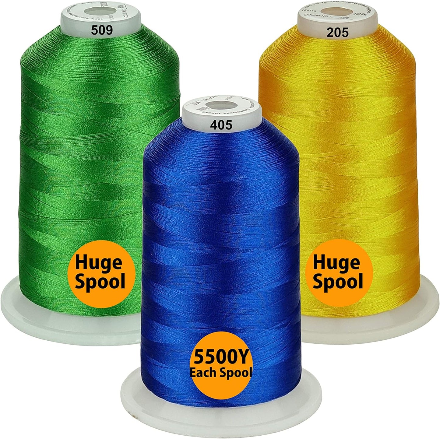 - 33 Selections - Various Assorted Color Packs of Polyester Embroidery Machine Thread Huge Spool 5500Y for All Purpose Sewing Embroidery Machines - #900 Black