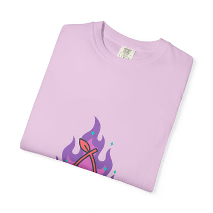 Cherry Pair Flames Graphic | Unisex Garment-Dyed T-Shirt, Soft Cotton Tee | Valentine & Galentine Gift | Y2K Edgy-Cute