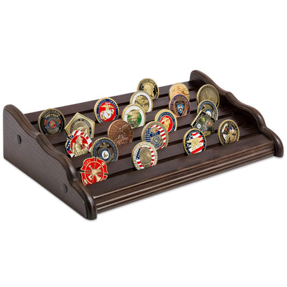 Military Challenge Coins Stand Holder Display Rack Wooden Army Collectible