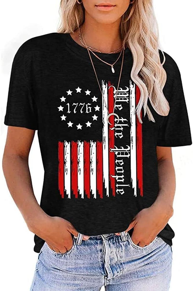 Women'S American Flag Shirts Tee 4Th of July T Shirts Patriotic Short Sleeve Star Stripes USA Tee Tops