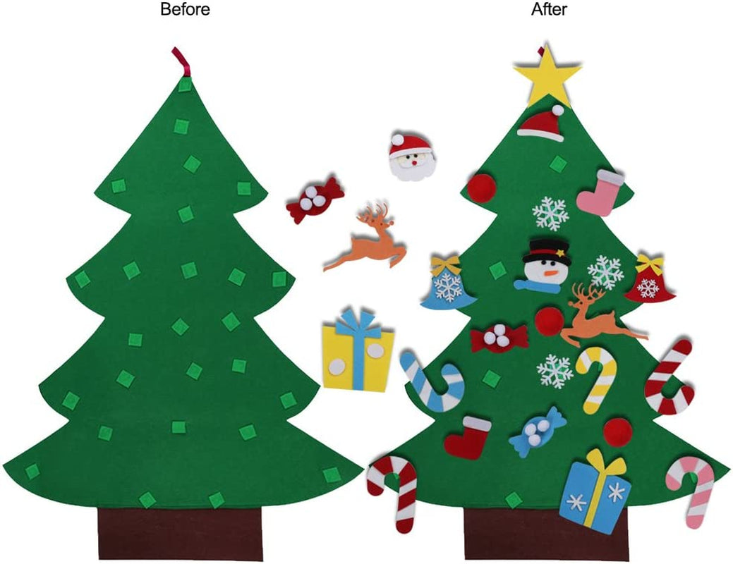 DIY Felt Christmas Tree Set with Ornaments for Kids, Xmas Gifts, New Year Door Wall Hanging Decorations