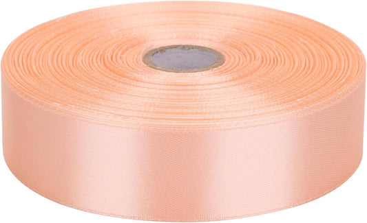 1 Inch Champagne Pink Satin Ribbon 50 Yards Solid Fabric Ribbons Roll for Wedding Invitations, Bridal Bouquets, Sewing, Party Decorations, Gift Wrapping and More