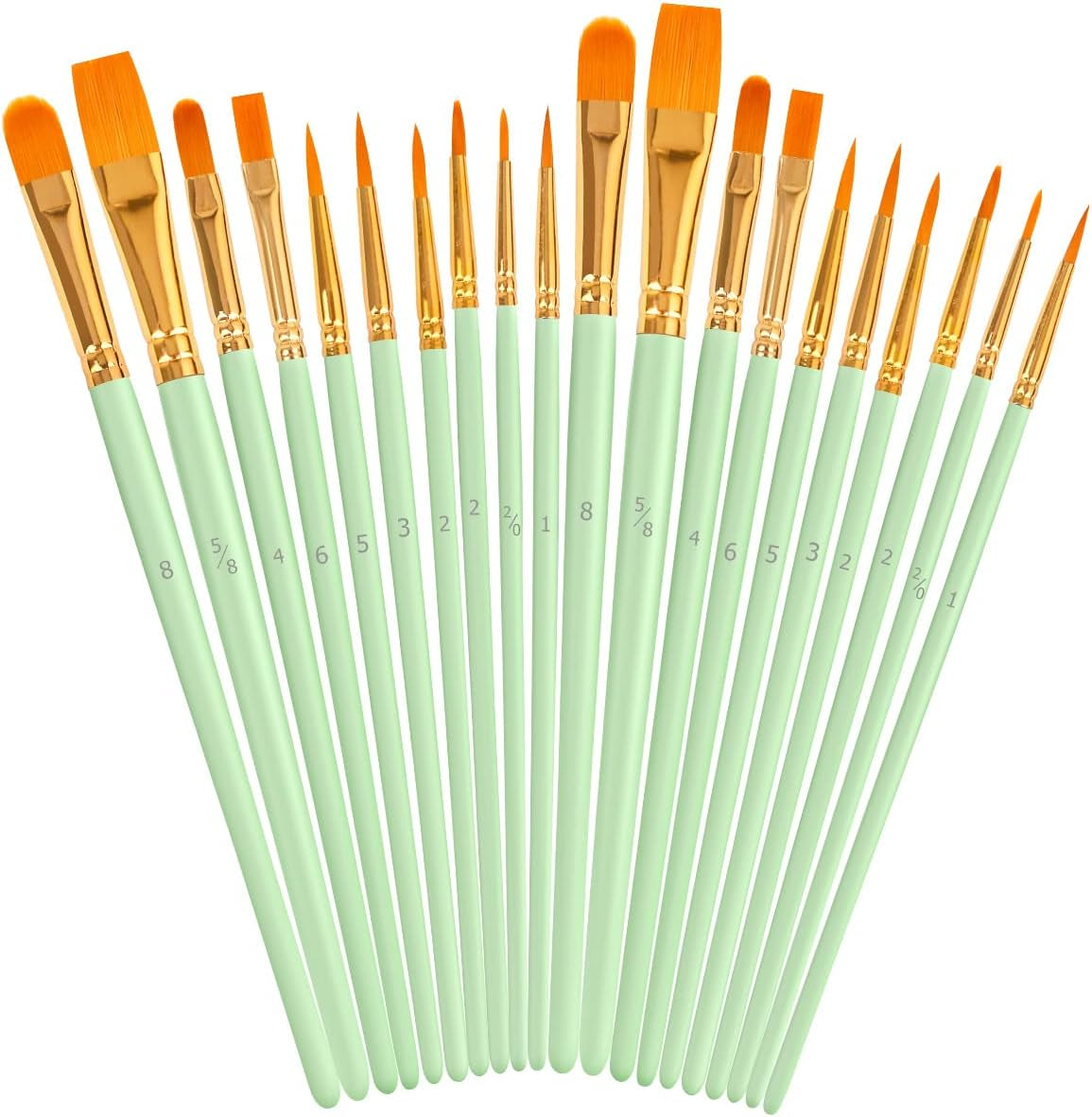 Acrylic Paint Brushes Set, 20Pcs round Pointed Tip Artist Paintbrushes for Acrylic Painting Oil Watercolor Canvas Boards Rock Body Face Nail Art, Halloween Pumpkin Ceramic Crafts Supplies