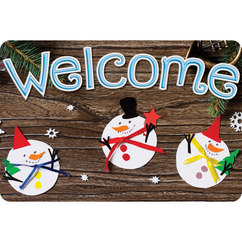 The Original Fun Mat™, Welcome Mat, 15.5" x 23.5", 3 Snowmen Crafted
