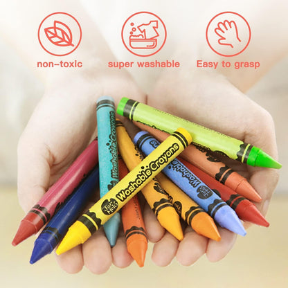 16 Colors Jumbo Crayons for Toddlers 1-3, Non Toxic Washable Crayons for Babies, Easy to Hold Large Crayons for Kids Ages 4-8, Safe for Babies and Kids，Toddler Art Supplies
