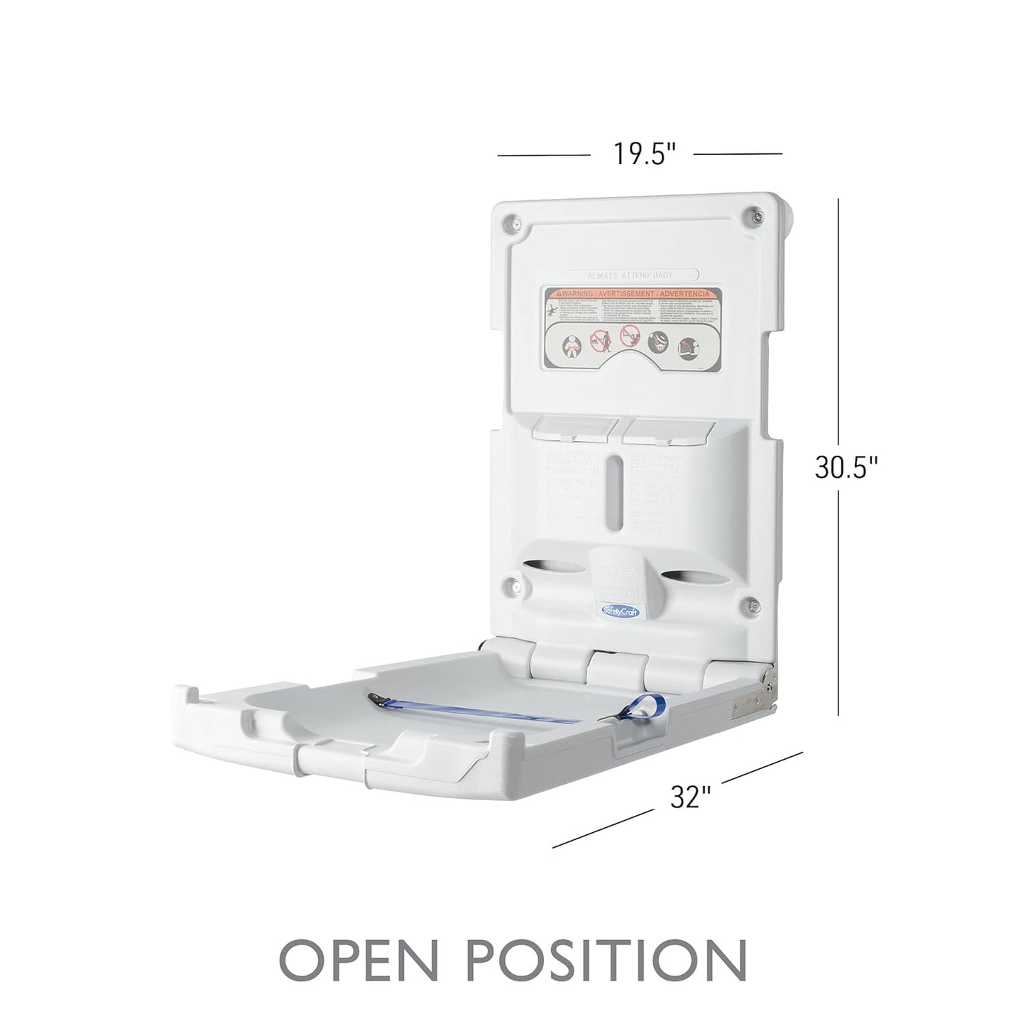 Vertical Surface Mount Baby Changing Station for Commercial Restrooms, High Density Polyethylene, Easy to Clean & Install, Meets All Safety Standards (Light Gray)