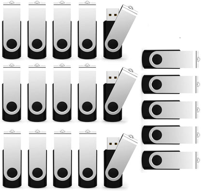 2 Pack 64GB USB Flash Drive USB 2.0 Thumb Drives Jump Drive Fold Storage Memory Stick Swivel Design - Black