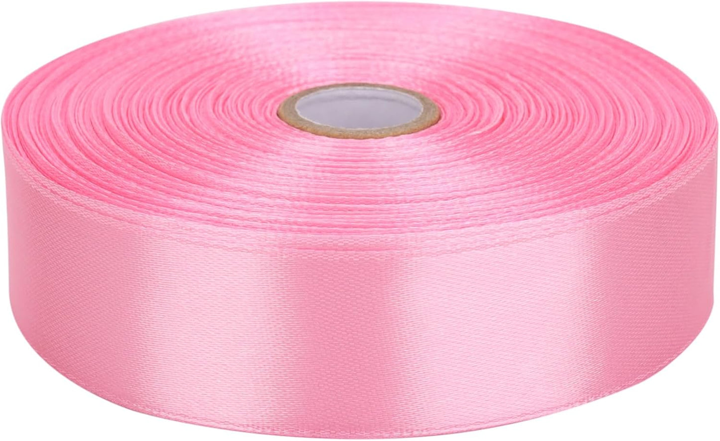 1 Inch Pink Satin Ribbon 50 Yards Solid Fabric Ribbons Roll for Wedding Invitations, Bridal Bouquets, Sewing, Party Decorations, Gift Wrapping and More