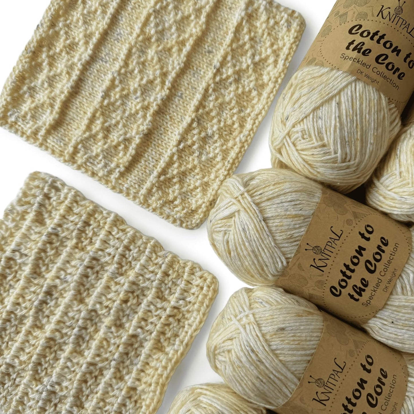 Cotton to the Core Soft Cotton Yarn for Crocheting, 78% Cotton and 22% Acrylic - Soft Baby Yarn for Crocheting - 3 DK Weight Cotton Yarn for Knitting - 6 Skeins, 852Yds/300G (Almond Tan)