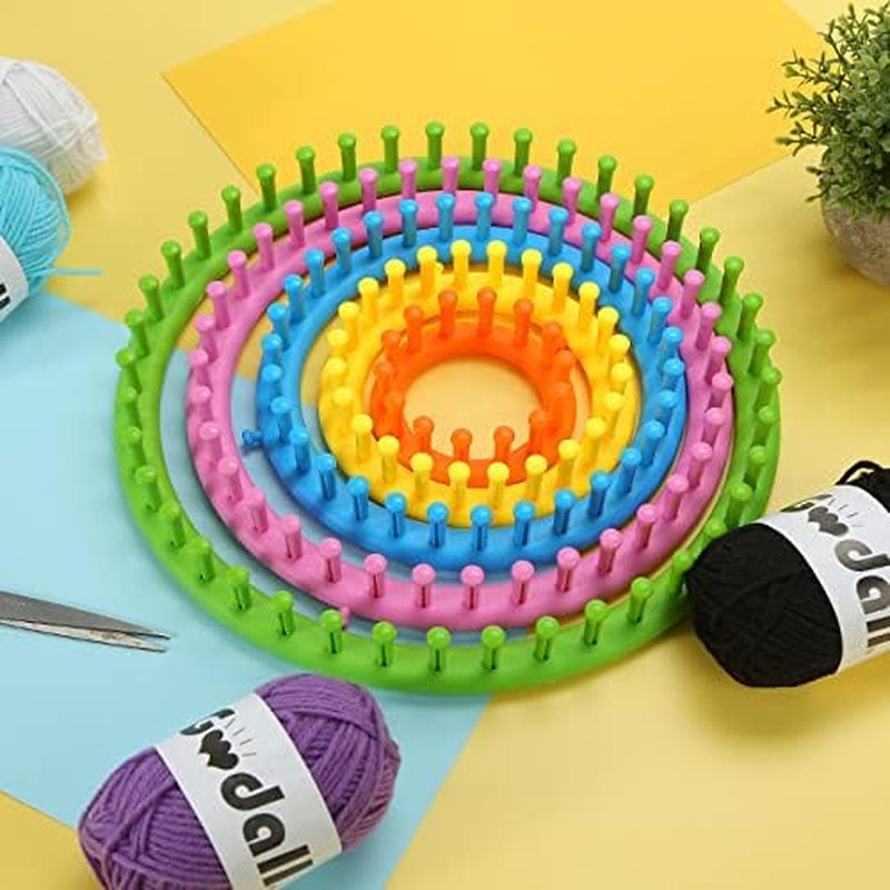 20PCS round Knitting Loom Set, Circular Loom Set Hook Needles with 12 Skeins Acrylic Yarn for Hat Scarf Shawl Sweater Sock Pompom