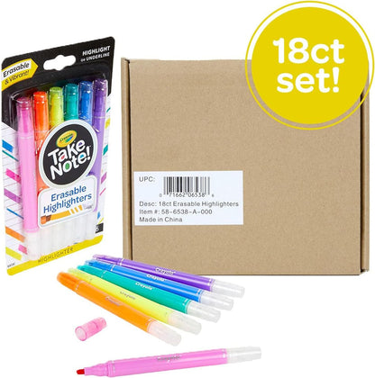 Take Note Erasable Highlighters, Cool School Supplies, Chisel Tip Markers, 6 Count