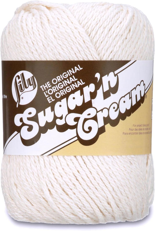 Sugar 'N Cream the Original Solid Yarn, 2.5Oz, Medium 4 Gauge, 100% Cotton - Ecru - Machine Wash & Dry