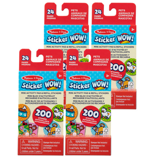 Sticker WOW! Mini Activity Pad with Refill Stickers - Pets, 4 Sets