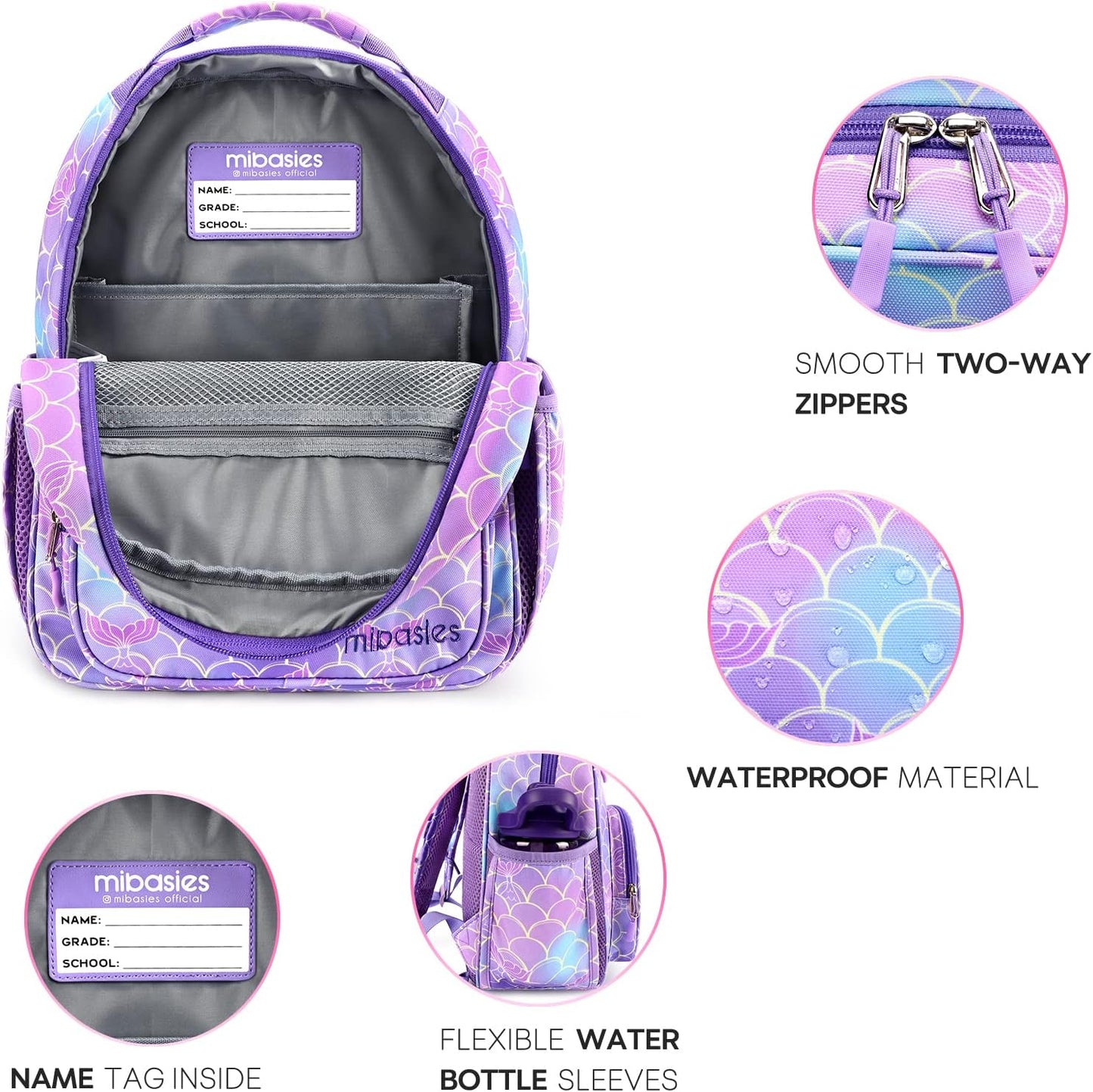 Backpack for Girls, Large Capacity Kids Backpack for Elementary School with Laptop Compartment（Rainbow）