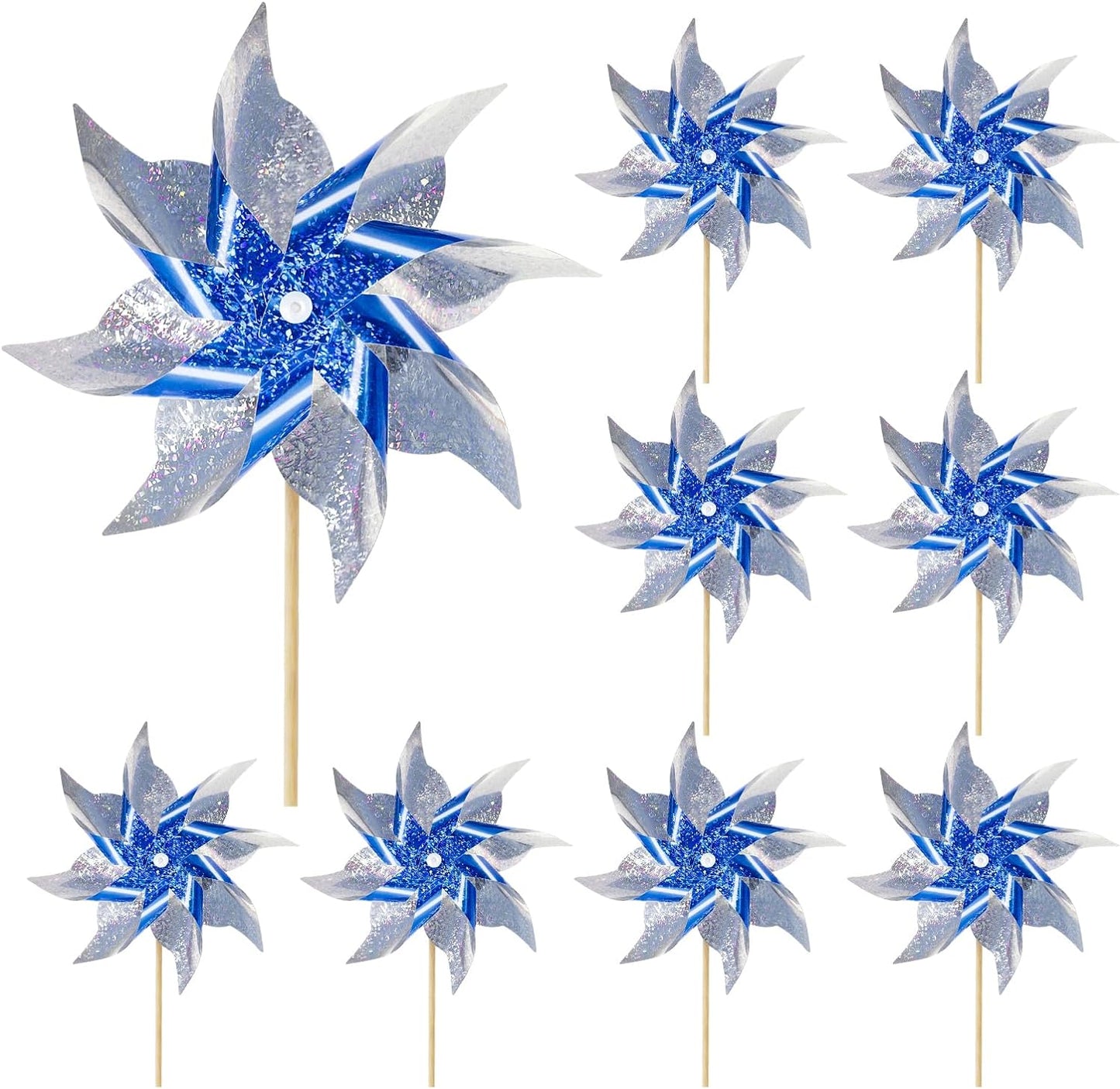 Wind Spinners Outdoor, 12Pcs American Flag Patriotic Pinwheels Red White and Blue Decorations, Garden Wind Spinners Patriotic Outdoor Decor Windmills for Yard Garden, Party Supplies, Memorial Day