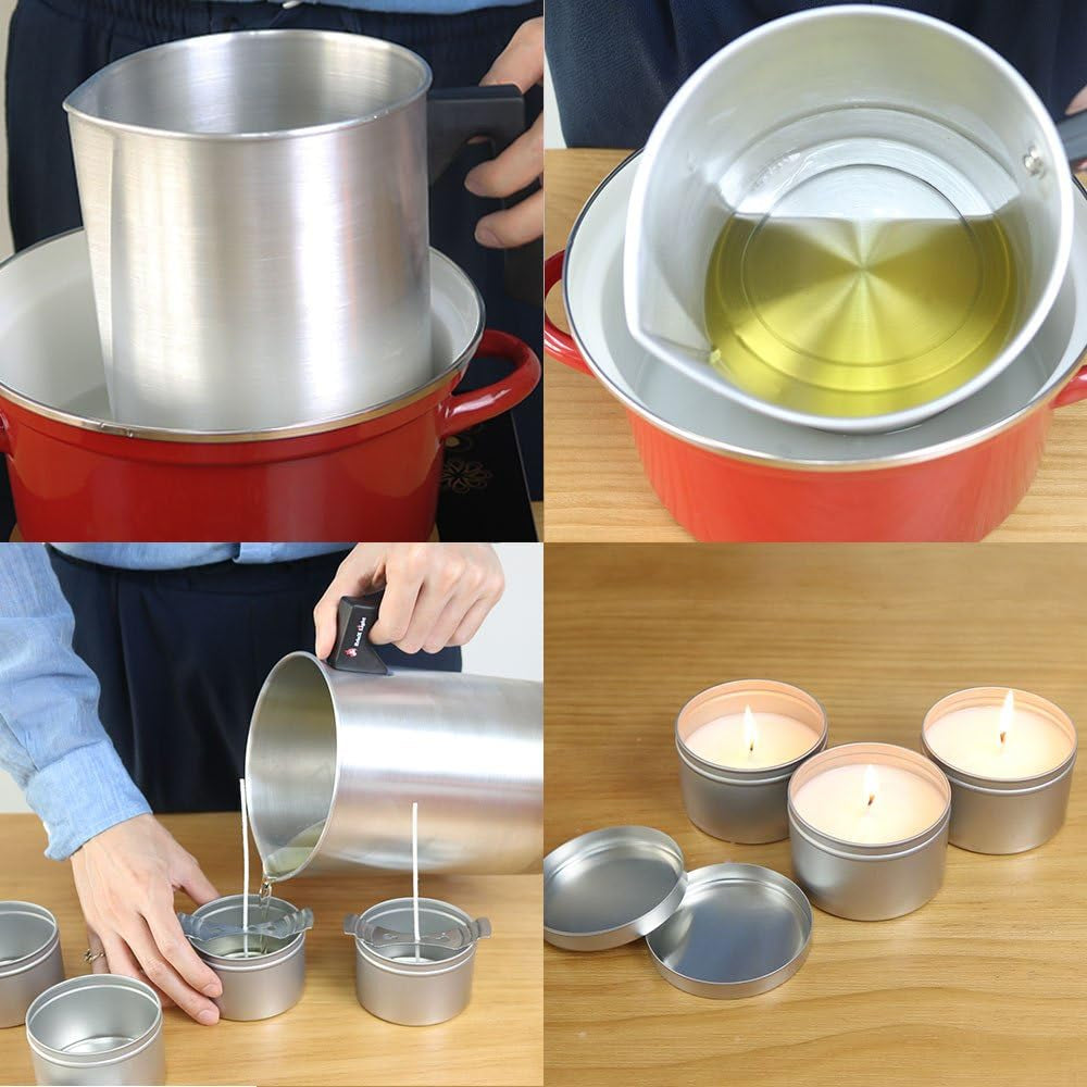 Candle Making Pouring Pot, 4 Pounds, Dripless Pouring Spout & Heat-Resisting Handle Designed Wax Melting Pot, Aluminum Construction Candle Making Pitcher