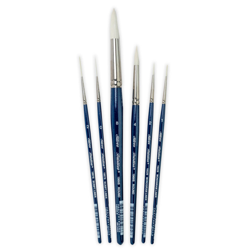 Bristlon Short Handle Liner Brushes, Set of 6