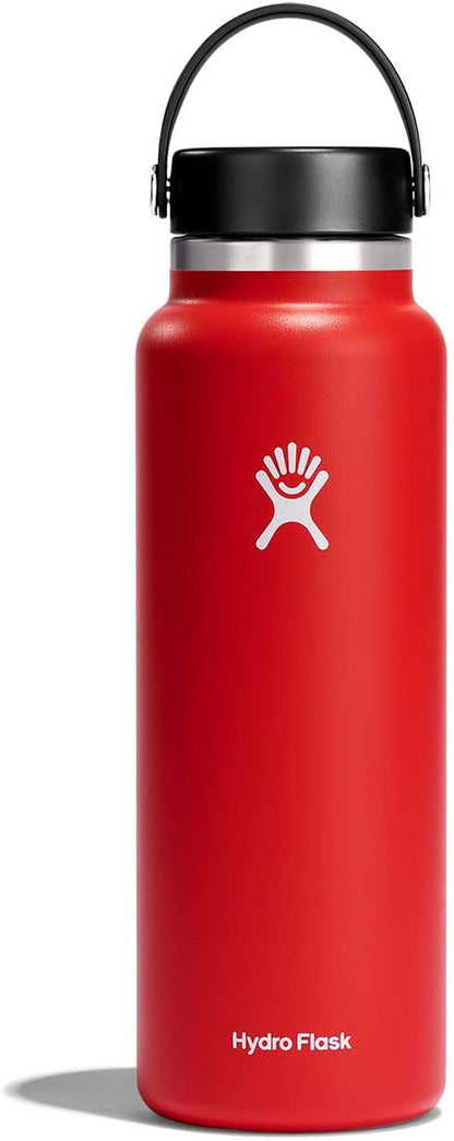 Wide Mouth Vacuum Insulated Stainless Steel Water Bottle with Leakproof Closeable Lid for Cold Water Drinks, Sports, Travel, Car and School