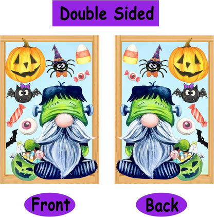 6 Sheets Halloween Window Clings Halloween Window Decorations Halloween Window Stickers Cute Oil Painting Window Decals for Halloween Home Indoor Wall Window Decor