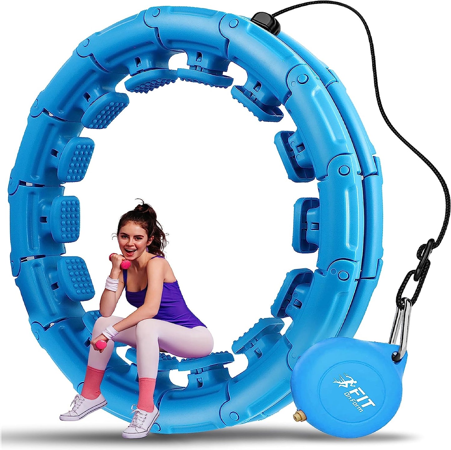 Infinity Weighted Hula Fit Hoop for Adult Weight Loss, 2 in 1 Smart Fitness Exercise Hoop for Women Abs Workout,  24/28/32 Detachable Knots