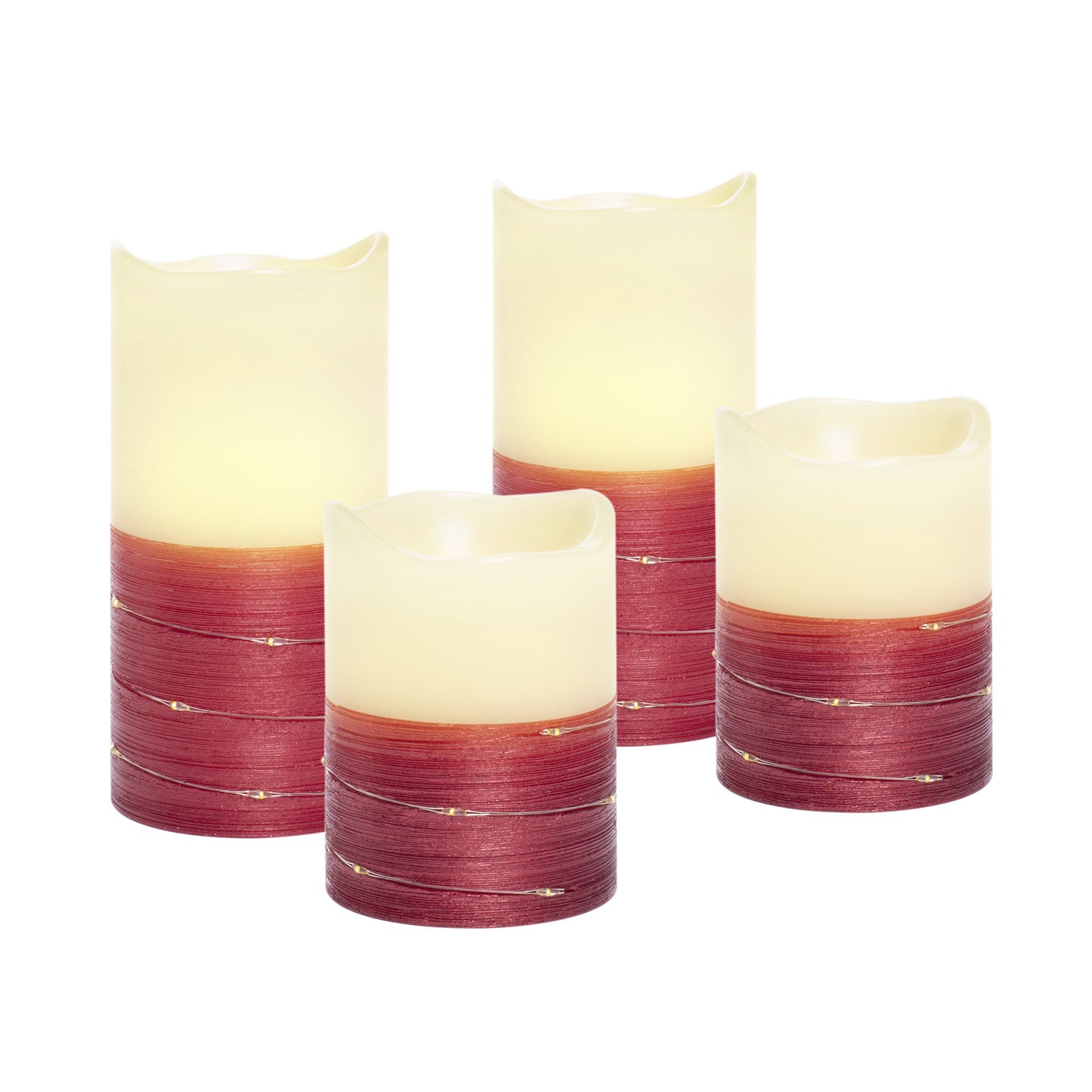 My Home Flameless LED Wax Pillar Candles with Fairy Lights and Timer