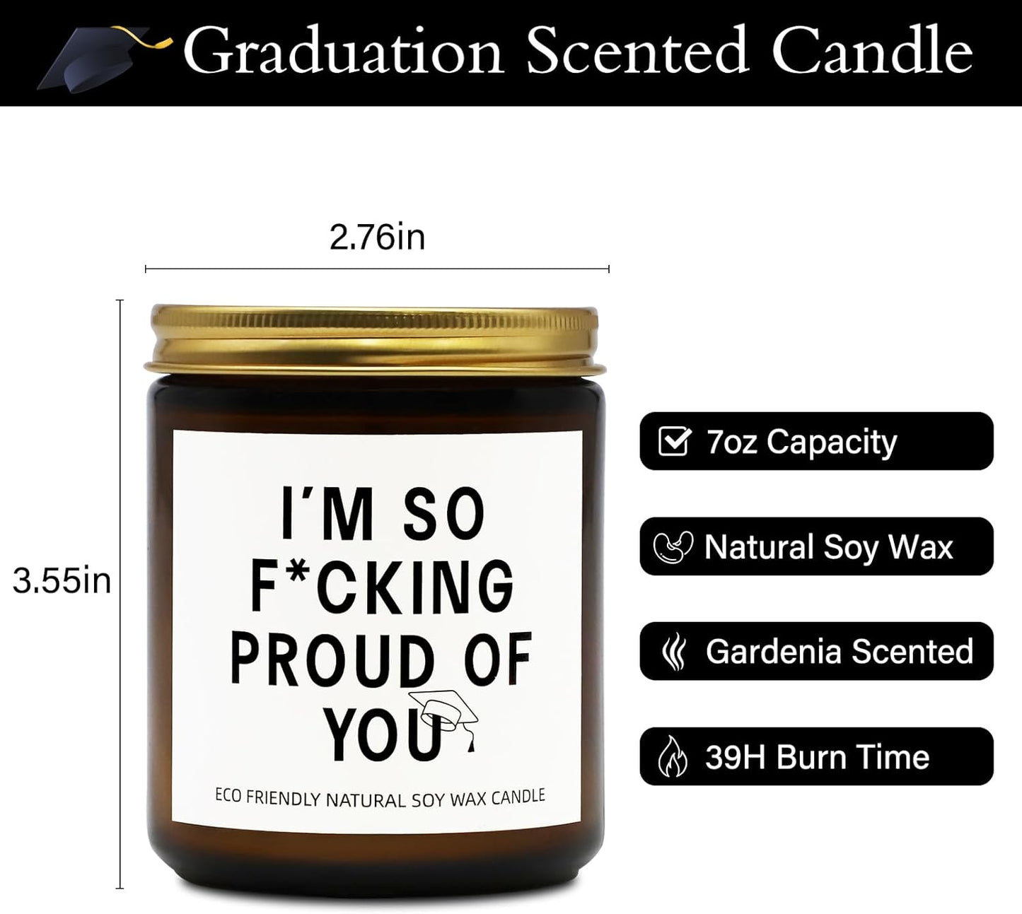 Funny Graduation Gift for Her/Him, so Proud of You Graduation Candle for Party Decorations, Gardenia Scented Candle High School College Grad Gift, Best Friend Gift