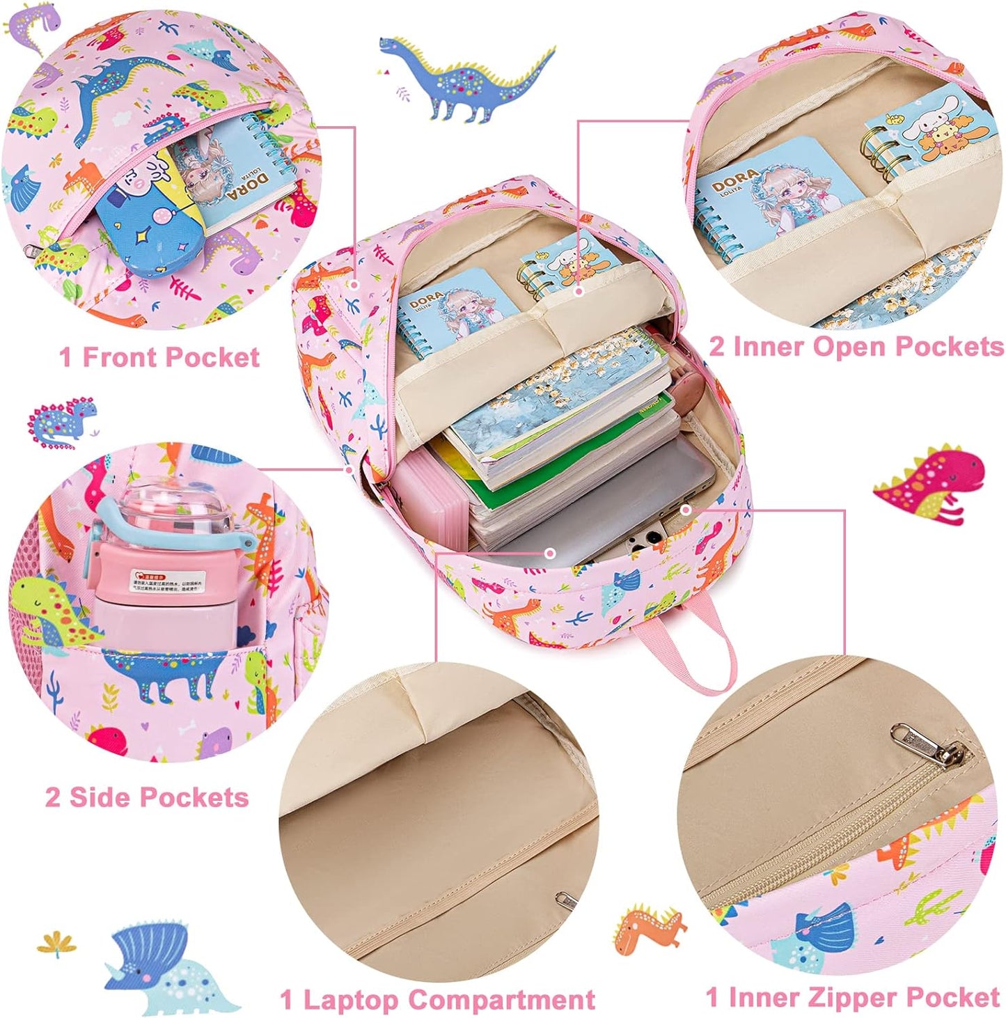 Kids Backpack with Lunch Box for Girls Boys Lightweight Waterproof Preschool Kindergarten Elementary School Bookbag