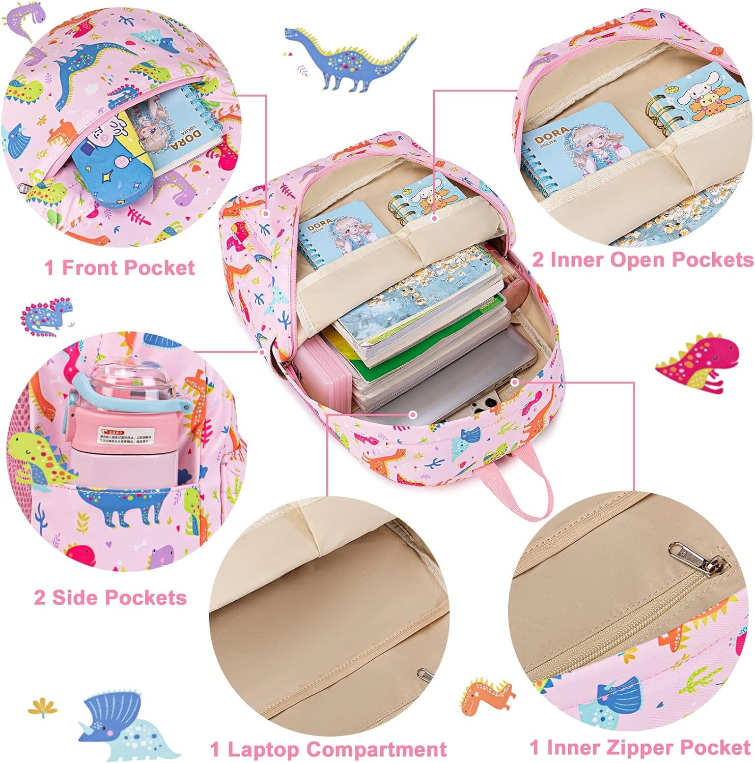 Kids Backpack with Lunch Box for Girls Boys Lightweight Waterproof Preschool Kindergarten Elementary School Bookbag