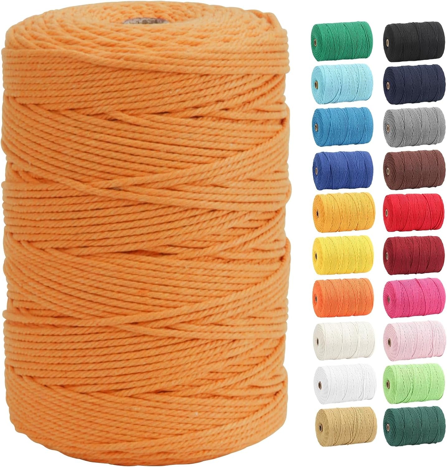 Macrame Cord,  100% Natural Cotton Rope 3Mm X 328 Yards 4 Strand Twisted Macrame Rope Cotton Twine String for DIY Crafts Knitting Dream Catcher Plant Hanger Wedding Decor