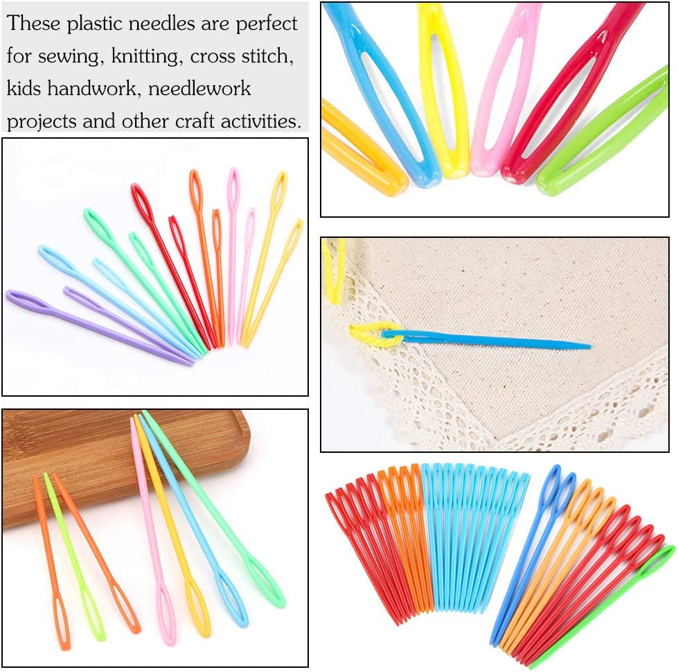 30 PCS Large Eye Plastic Needles, 2.7Inch/3.5Inch/5.9Inch Plastic Weaving Needles, Yarn Needles, Learning Needles, Safety Plastic Lacing Needles for DIY Sewing Handmade Crafts