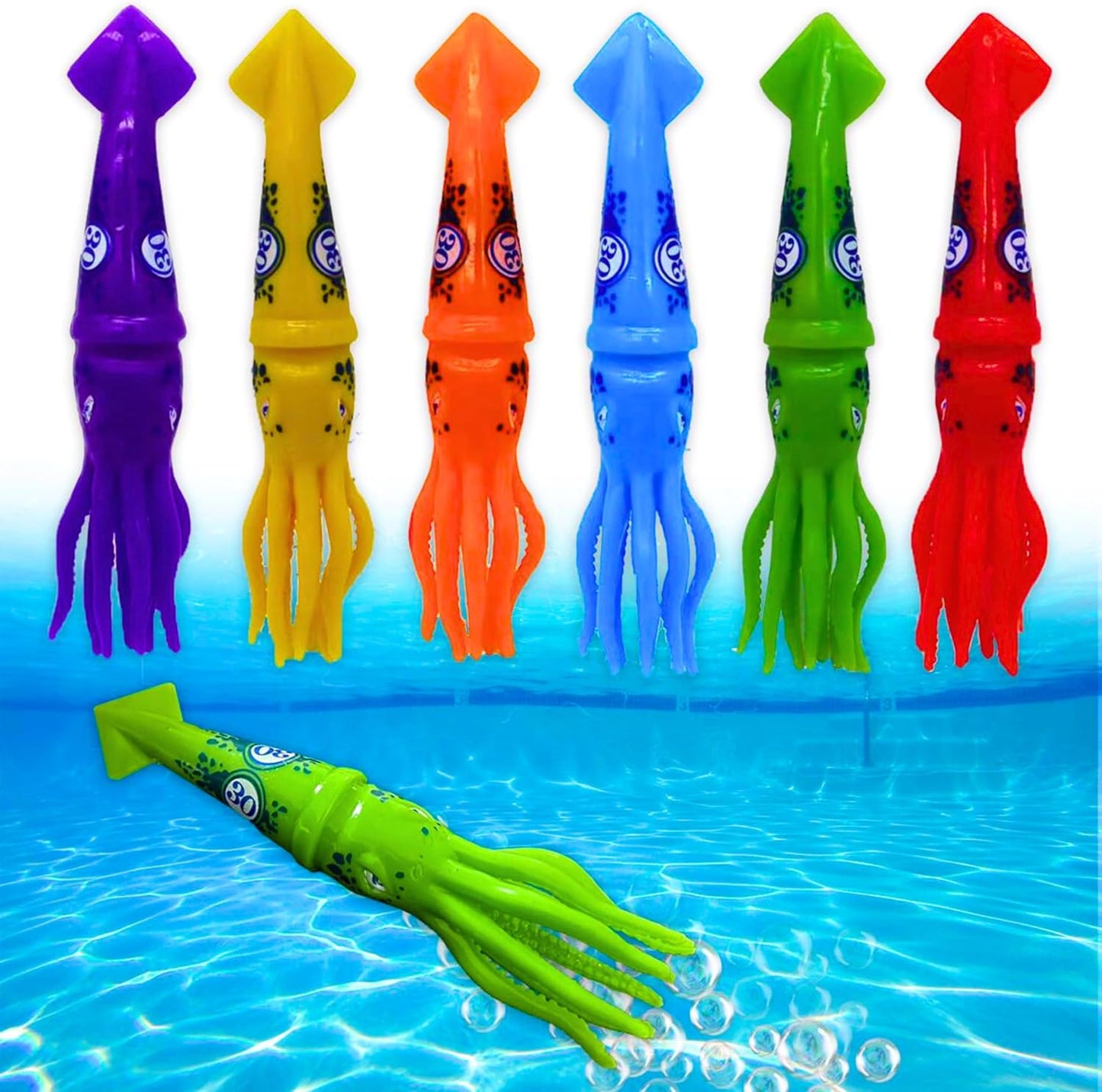 Underwater Diving Torpedo Bandits, Swimming Pool Toy 5” Sharks Glides up to 20 Feet Fun Water Games for Boys and Girls (Set of 8 Pieces)