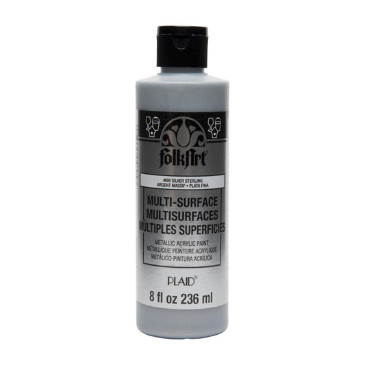 Acrylic Paint Metallic, 8oz., Silver Sterling
