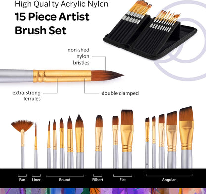 Acrylic Paint Set for Adults & Kids Includes Tabletop Easel Canvas and Brushes 24 Acrylic Paint Colors 15 Brushes 1 Easel 1 Canvas | Painting Kit for Adults