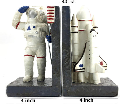 24650 Decorative Bookends Astronaut Space Rocket Ship Book Ends Stoppers Holders Unique Modern Home Accents 7 Inch Tall