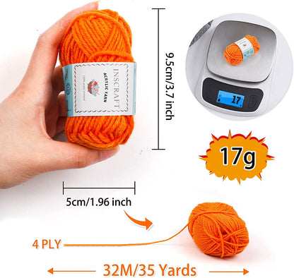 62 Acrylic Yarn Skeins, 2170 Yards Yarn for Knitting and Crochet, Includes 2 Crochet Hooks,2 Weaving Needles,10 Stitch Markers, Perfect Crochet Beginner Kit for for Adults Kids