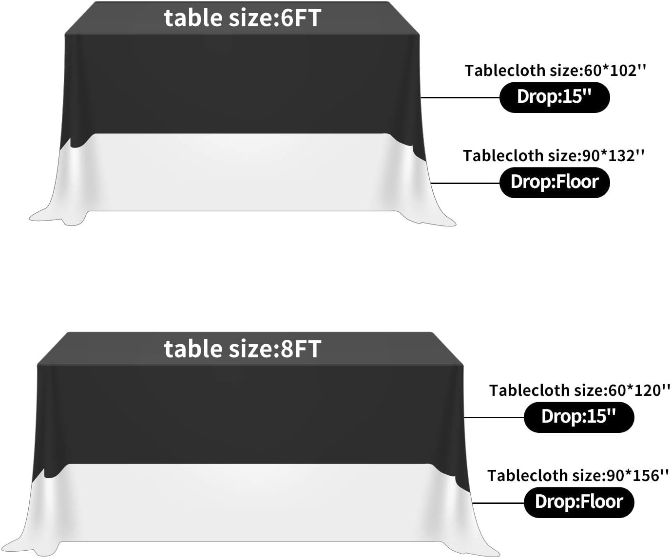 2 Pack Waterproof Rectangle Tablecloth, 60X84 Inch, Stain Resistant and Wrinkle Polyester Table Cloth, Fabric Table Cover for Kitchen Dining, Wedding, Party, Holiday Dinner-White